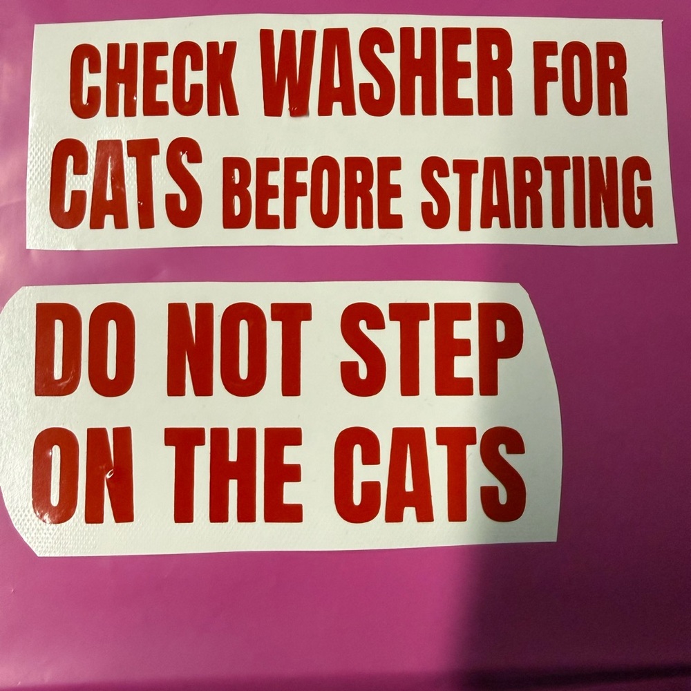 Red and White Cat Safety Reminder Stickers